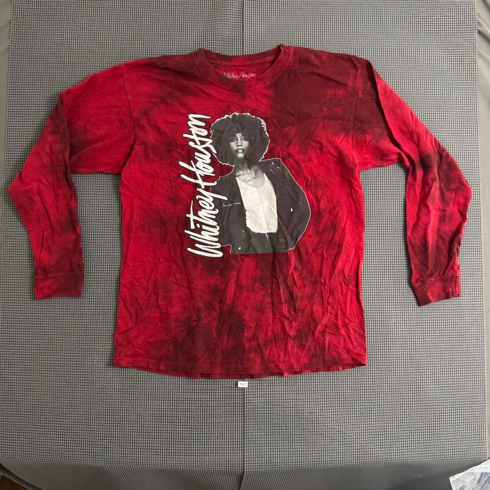 Whitney Houston I'm Every Woman Red Tie Dye Long Sleeve Graphic Tee Shirt Medium